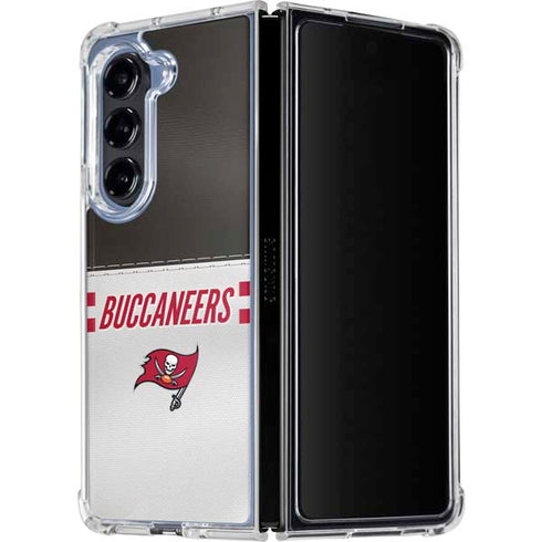 NFL Tampa Bay Buccaneers White Striped Galaxy Z Fold5 5G Clear Case